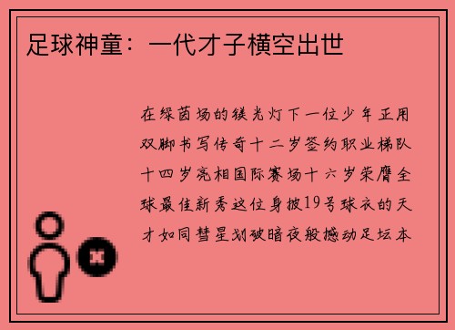 足球神童：一代才子横空出世